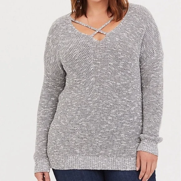 TORRID Strappy Marled Pullover Sweater Womens Plus Size 1X - Picture 1 of 5